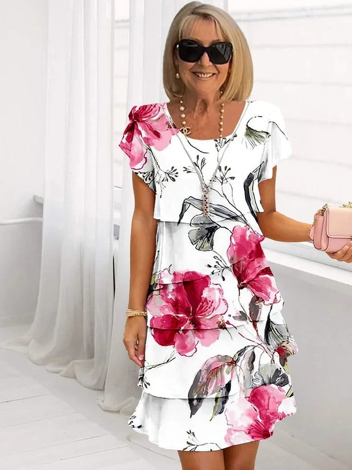 Giselle™ – Pleated Floral Ruffle Dress