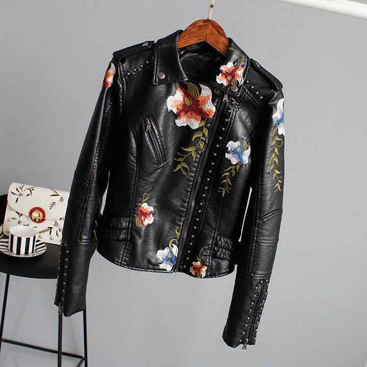 Rosa - Floral Leather Jacket