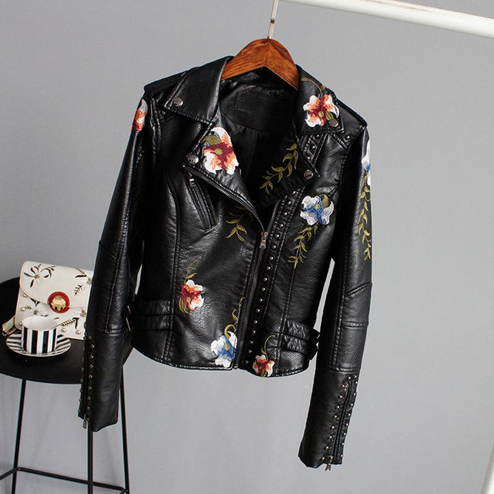 Rosa - Floral Leather Jacket