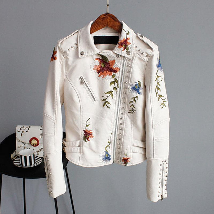 Rosa - Floral Leather Jacket
