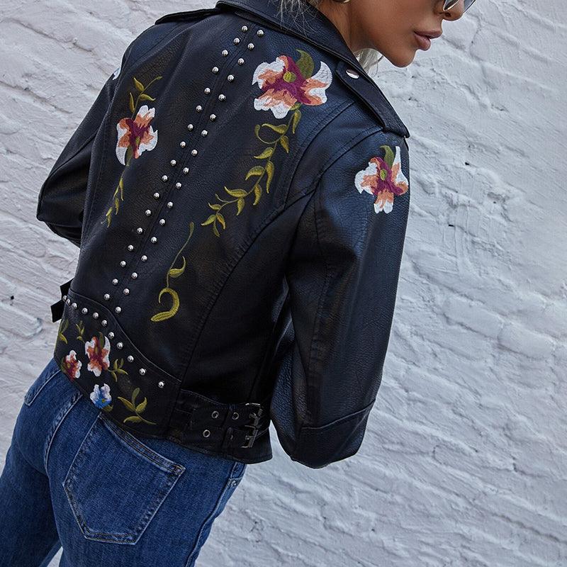 Rosa - Floral Leather Jacket