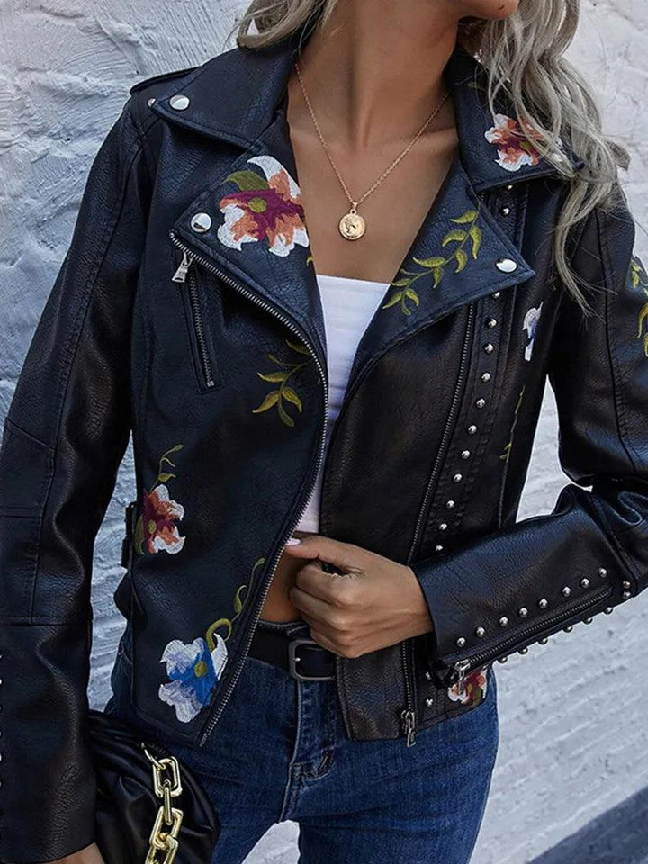 Rosa - Floral Leather Jacket