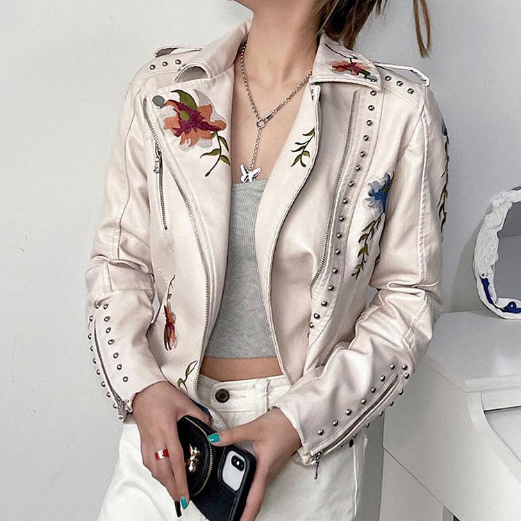 Rosa - Floral Leather Jacket