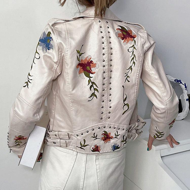 Rosa - Floral Leather Jacket