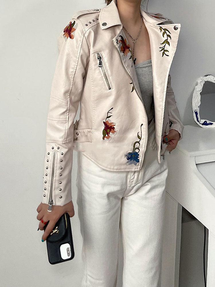 Rosa - Floral Leather Jacket