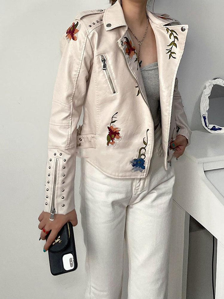 Rosa - Floral Leather Jacket