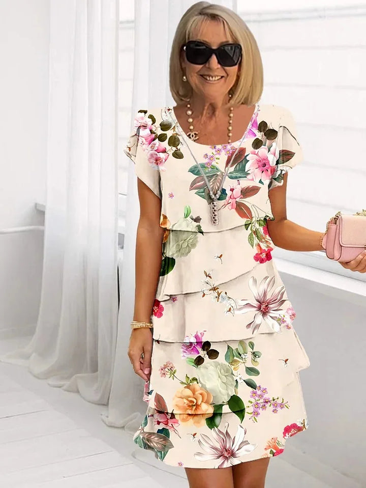 Giselle™ – Pleated Floral Ruffle Dress