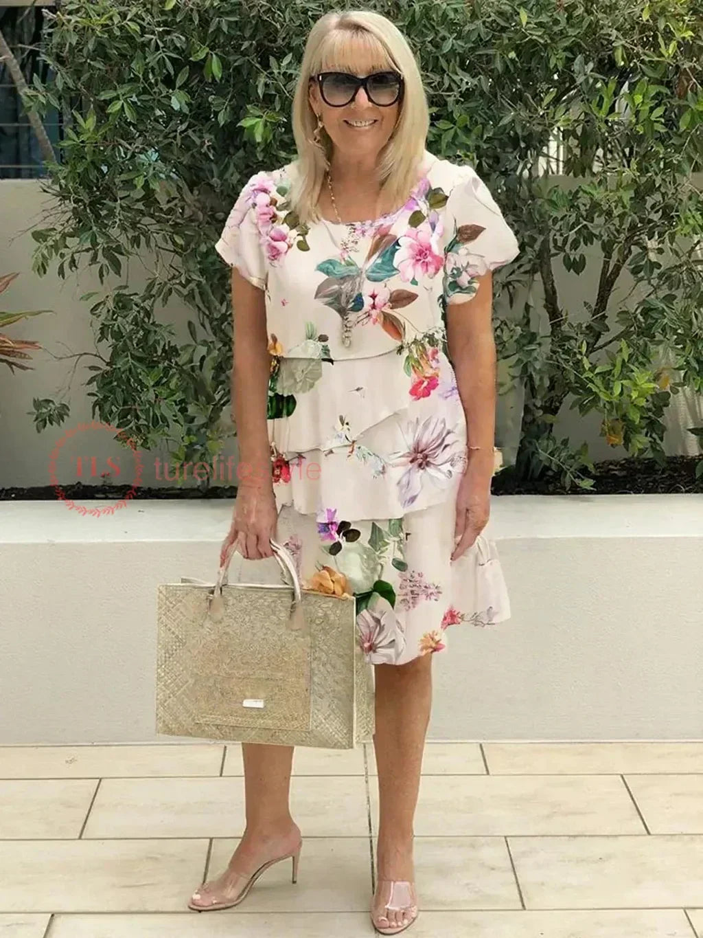 Giselle™ – Pleated Floral Ruffle Dress