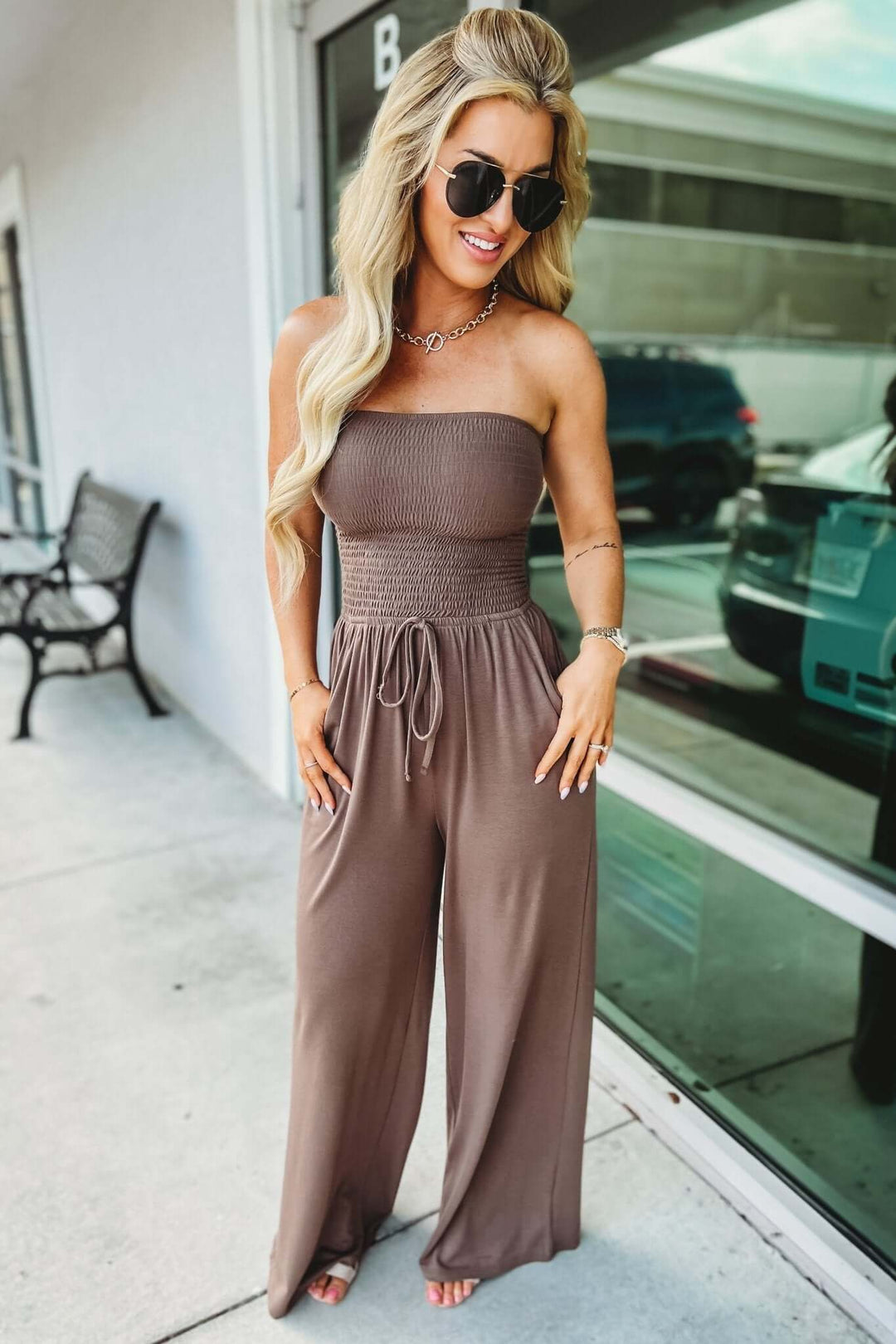 Dames – Trendy Off-Shoulder Jumpsuit